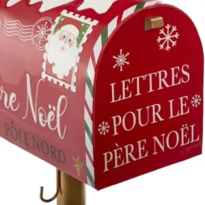 BOITE AUX LETTRES ROUGE METAL HAUTEUR 100 CM