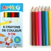 BOITE DE 6 CRAYONS DE COULEUR 9 CM