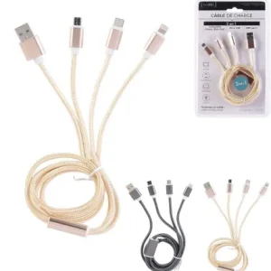 CABLE DE CHARGE 3 EN 1 MICRO USB TYPE C IPHONE