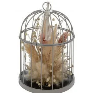 CAGE METAL AVEC FLEURS NATURELLES SECHES SIENA 20 CM