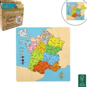 CARTE DE FRANCE PUZZLE BOIS 29.5X30 CM