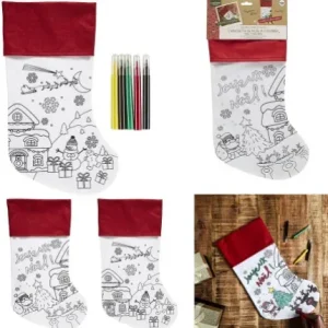 CHAUSSETTE DE NOEL A COLORIER AVEC FEUTRES