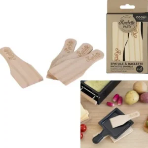 COFFRET DE 4 SPATULES A RACLETTE EN BOIS