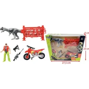 COFFRET DINOSAURE AVEC MOTO ET ACCESSOIRES