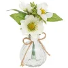 COMPOSITION FLEURS ARTIFICIELLES VASE EN VERRE 17 CM