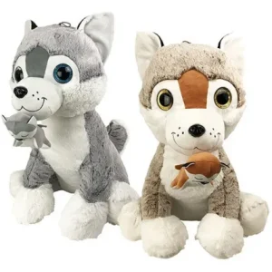 GROSSE PELUCHE HUSKY AVEC SON BEBE 55 CM