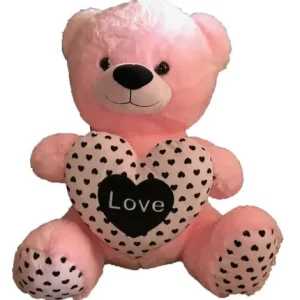 GROSSE PELUCHE OURS ROSE COEUR 60 CM