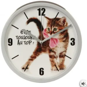 HORLOGE LOLY CHAT DIAMETRE 22 CM SILENCIEUSE