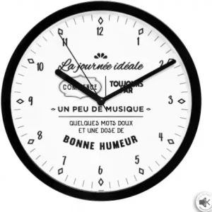 HORLOGE PLASTIQUE LOLY DIAMETRE 22 CM AVEC MESSAGE