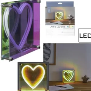 LAMPE ACRYLIQUE LED EFFET NEON COEUR