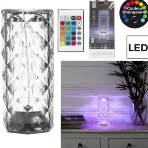 LAMPE EFFET CRISTAL LED RGB ET TELECOMMANDE