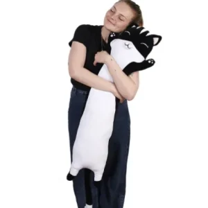 PELUCHE ALLONGEE CHAT NOIR 100 CM