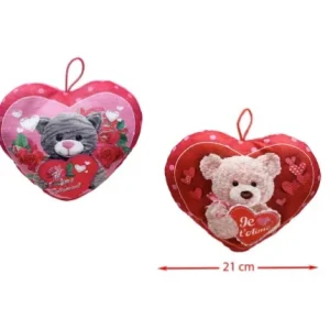 PELUCHE COEUR OURS 21 CM