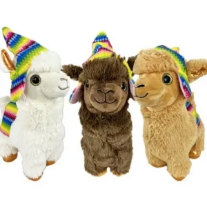 PELUCHE LAMA HABILLE BONNET 35 CM