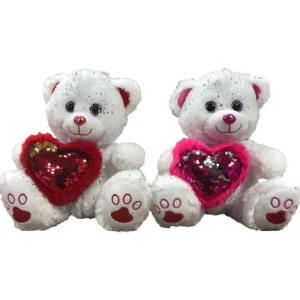 PELUCHE OURS BLANC AVEC COEUR BRILLANT 60 CM