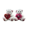 PELUCHE OURS BLANC COEUR BRILLANT 25 CM