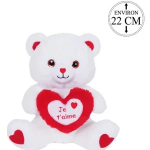 PELUCHE OURS COEUR 22 CM