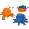 PELUCHE POULPE REVERSIBLE BLEU ET ORANGE 25 CM