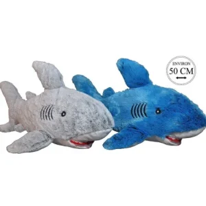 PELUCHE REQUIN 50 CM GRIS ET BLEU