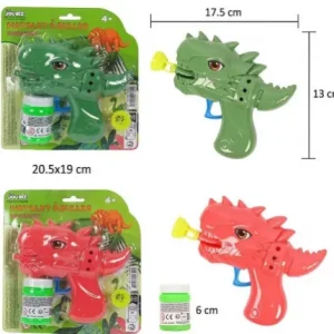 PISTOLET BULLES DINOSAURE 17.5 CM