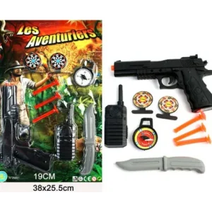 PISTOLET FLECHES AVENTURE 19CM + ACCESSOIRES