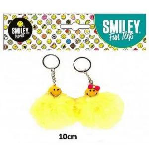 PORTE-CLE BOULE PELUCHE SMILEY 10 CM