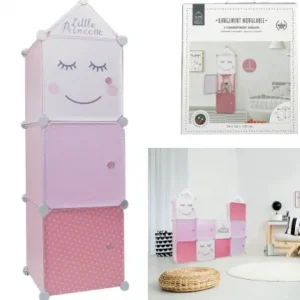 RANGEMENT ARMOIRE MODULABLE 3 CUBES FILLE