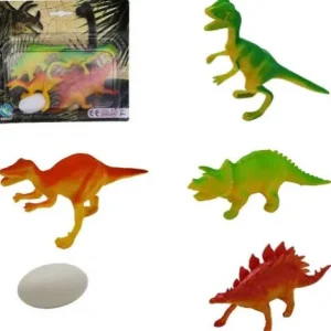 SET DE 4 DINOSAURES 10/14 CM AVEC OEUF