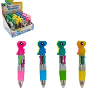 STYLO BILLE 4 COULEURS 10 CM DINOSAURE