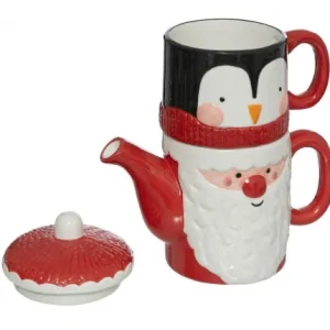 THEIERE TASSE FORME PERE NOEL HAUTEUR 18 CM